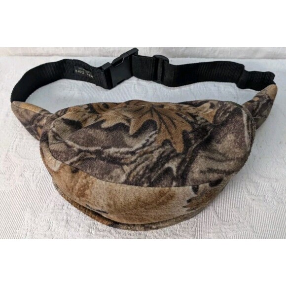 Mountain Cork Fleece Pouch Forest Camouflage Vintage USA Hip Bum Bag Fannypack - Picture 2 of 12